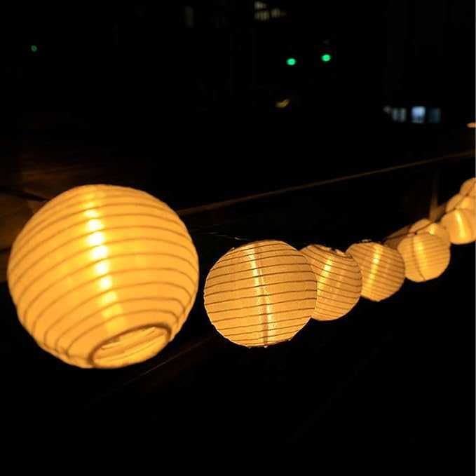 2 Solarne łańcuchy świetlne lampiony diody LED dekoracja ogrodowa