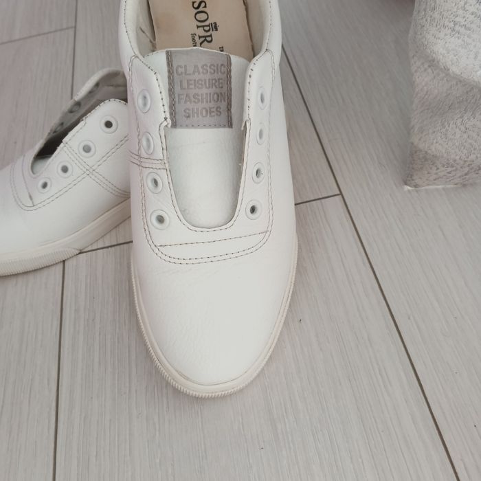 Кеды кожаные белые