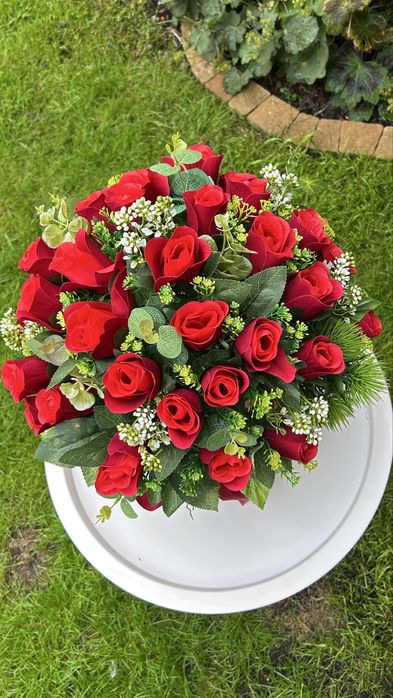 Flower box Bukiet ozdoba sztuczne kwiaty czerwone róże do domu prezent