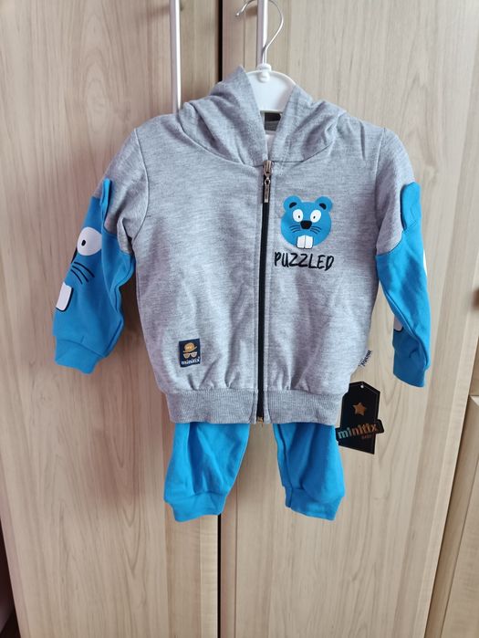 Дитячий спортивний костюм з двонитки,хлопчик,18-24м.,біло-сіро-голубий