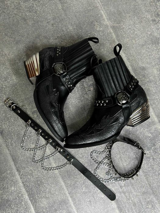 Черевики indie sleeze казаки hedi boy archive boots black чорні: 3
