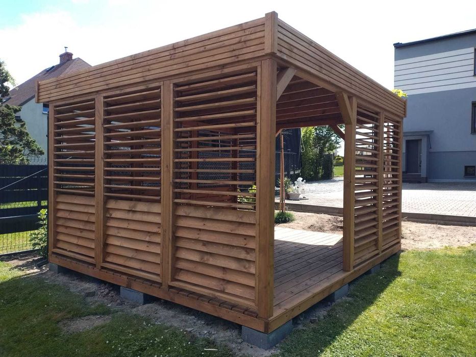 Nowoczesna Altana "Wrona" 3x4m*Ruchome żaluzje/ruchome drzwi do altany