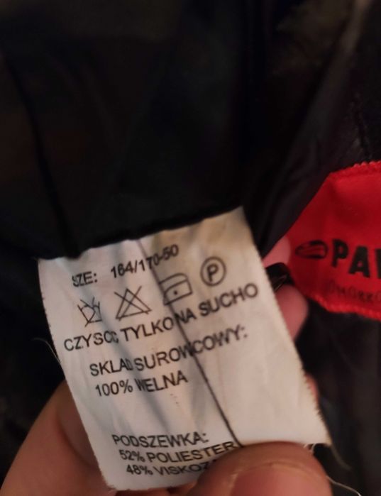 Płaszcz męski PAWO czarny, 100% wełna