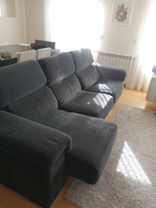 Sofá preto com 3 chaise longue