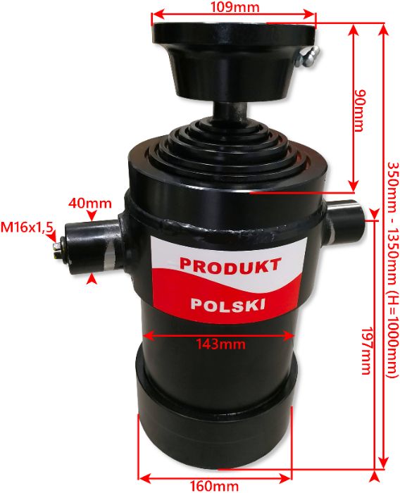 Zestaw Hydrauliczny Siłownik skok 1000 kołyska agregat 12V KPL [7219]