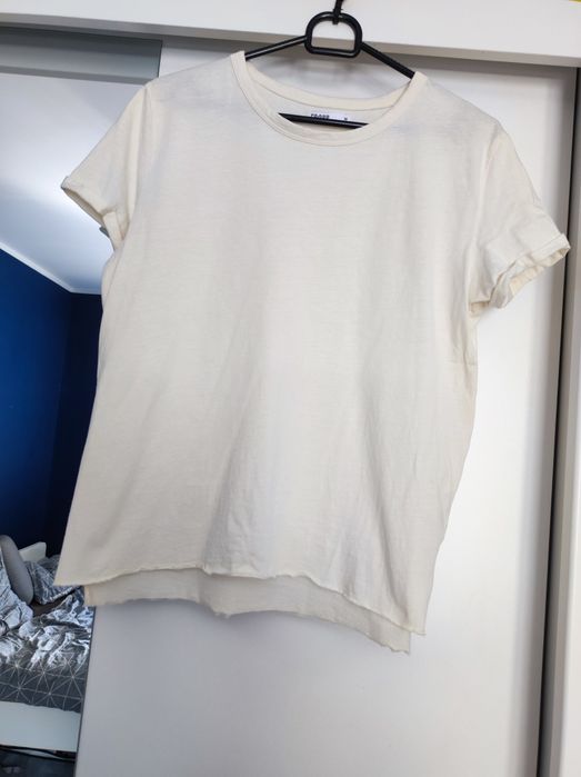 Żółta beżowa bawełniana bluzka t-shirt Cropp M