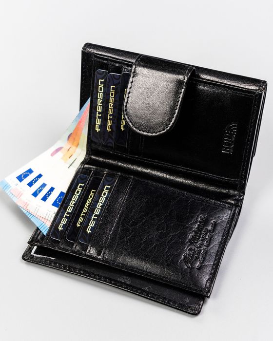 skórzany, średni portfel damski na zatrzask - peterson