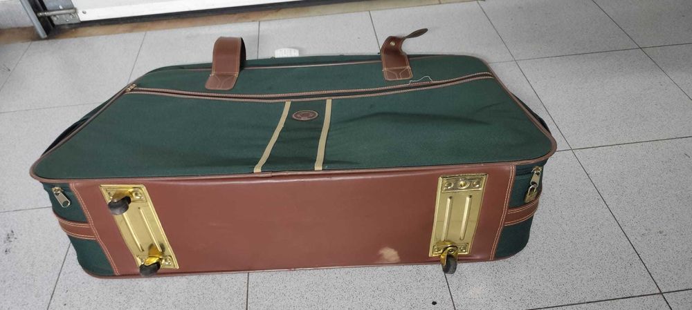 Mala de viagem de porão em tecido verde Travel Time