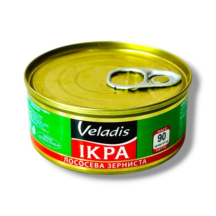 Ікра лососева зерниста (горбуша) Veladis 90 г (жестяна банка з ключем)