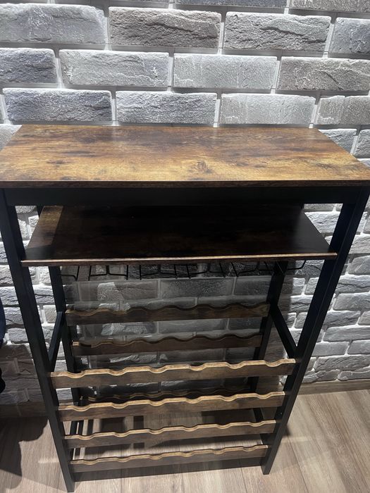 Stojak na wino i kieliszki Loft industrialny