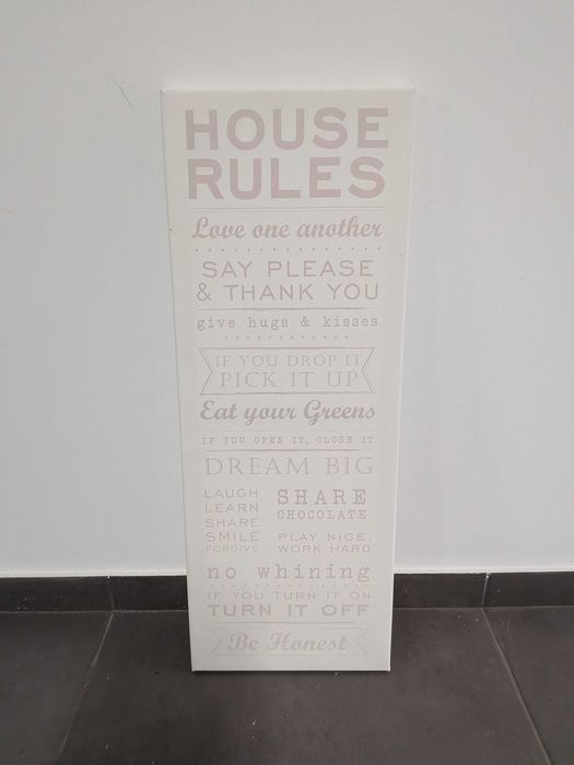 Quadro "House Rules" em branco