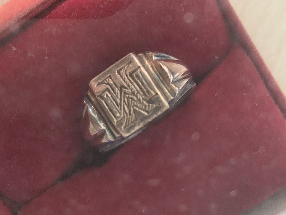 Srebro.Złoto. Sygnet srebro-złoto stary.