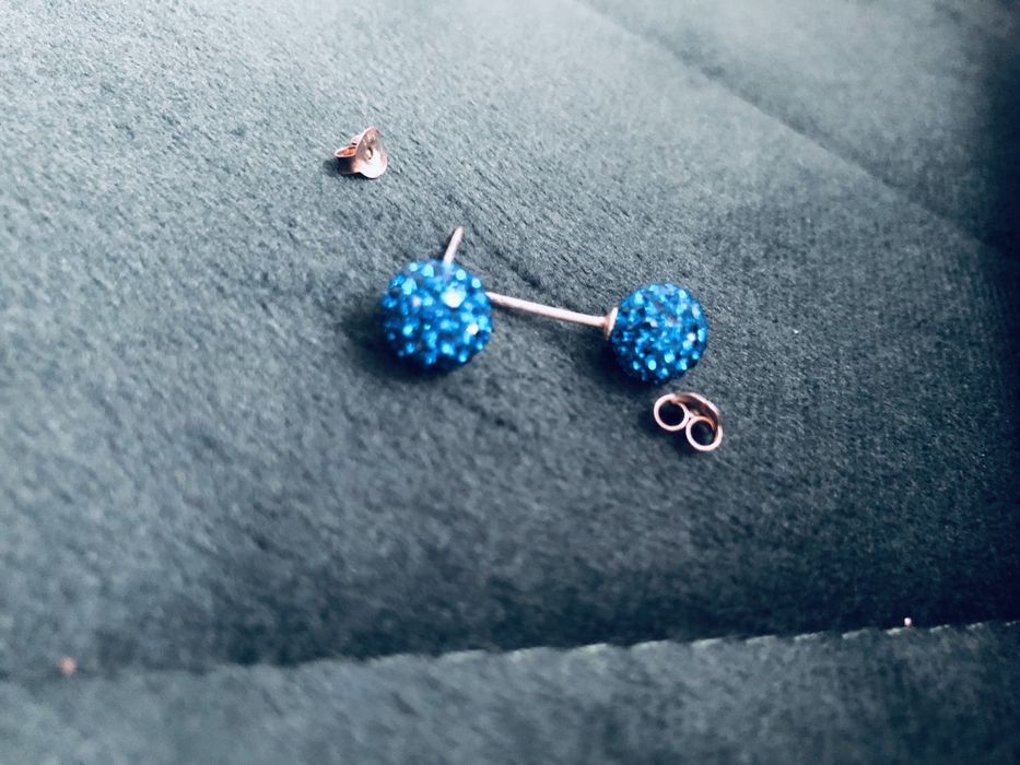 Kolczyki srebrne niebieskie kulki