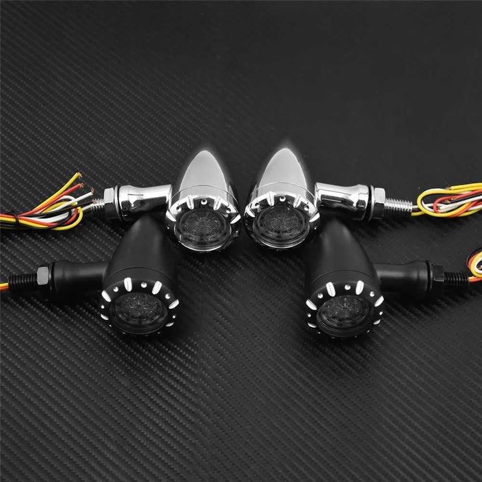 Par de Piscas LED c/ sinal de Travão metal cafe racer