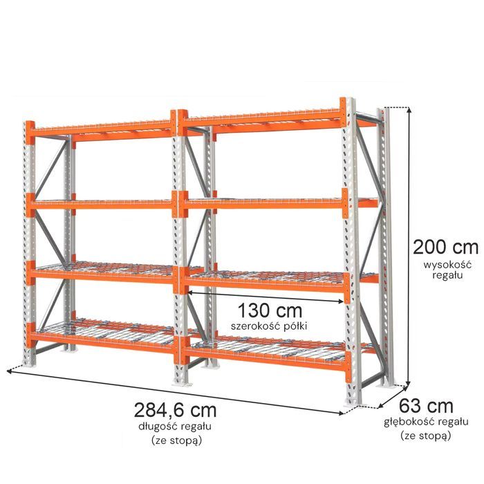 Regał magazynowy MGL MAGO HX 8 półek 200x284,6x63 cm 300 kg/półkę