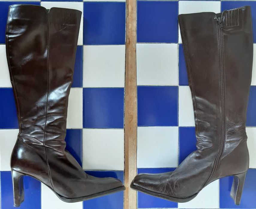 2 Pares Botas de Senhora em Pele Genuína (c/ defeitos) - LER ANÚNCIO!