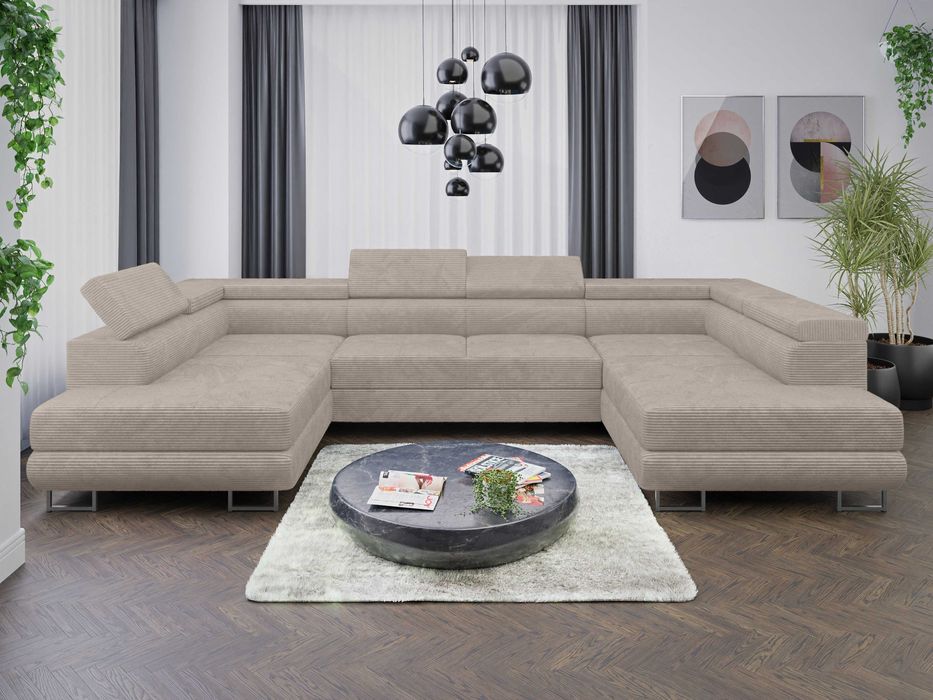 Narożnik Sofa Anton U z funkcja spania delfin Poso 38 sprezyna falista