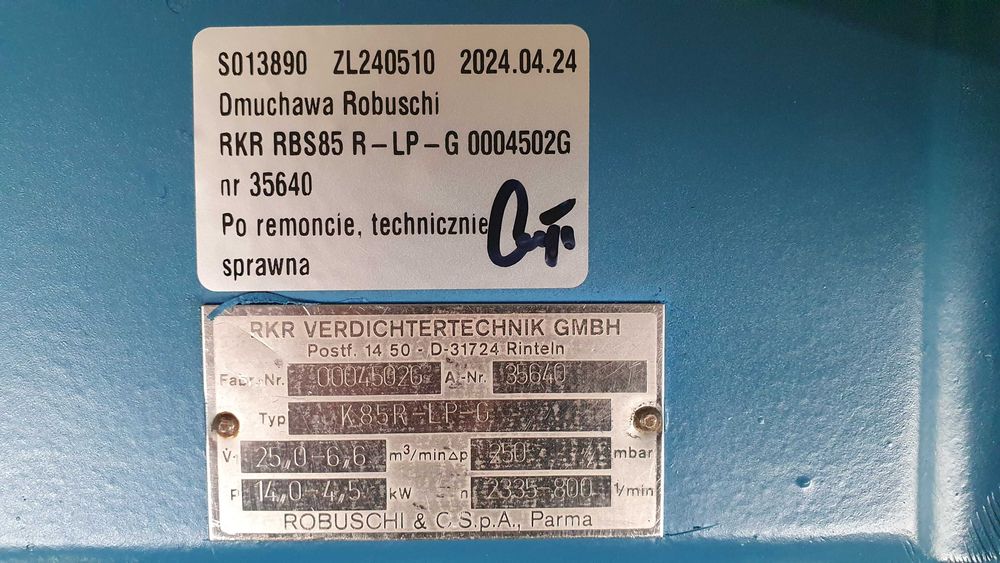 SPRAWNA!!! Stopień Dmuchawy ROBUSCHI RBS 85 Po remoncie S013890