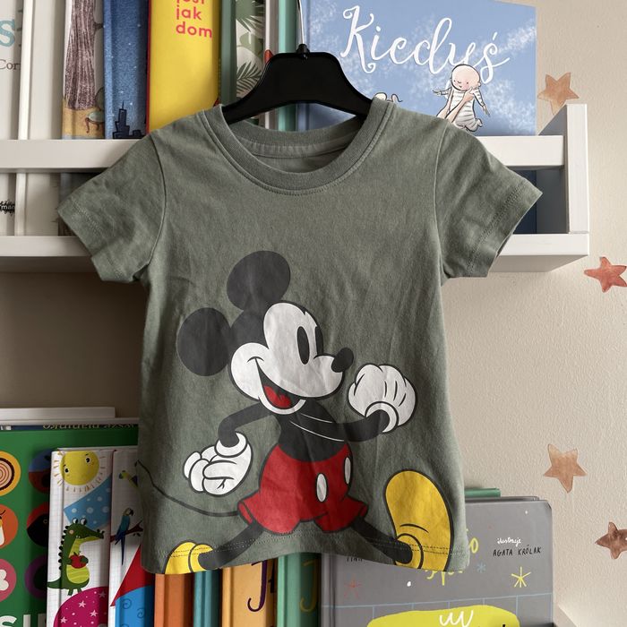 Disney Primark bluzka krótki rękaw koszulka t-shirt myszka miki khaki 100% bawełna 80