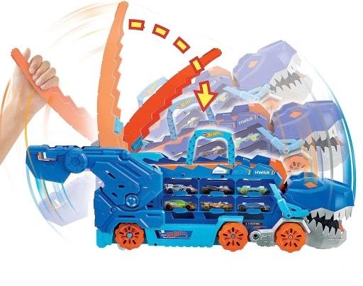 Hot Wheels T-rex Mega Transporter Tory Wyścigowe