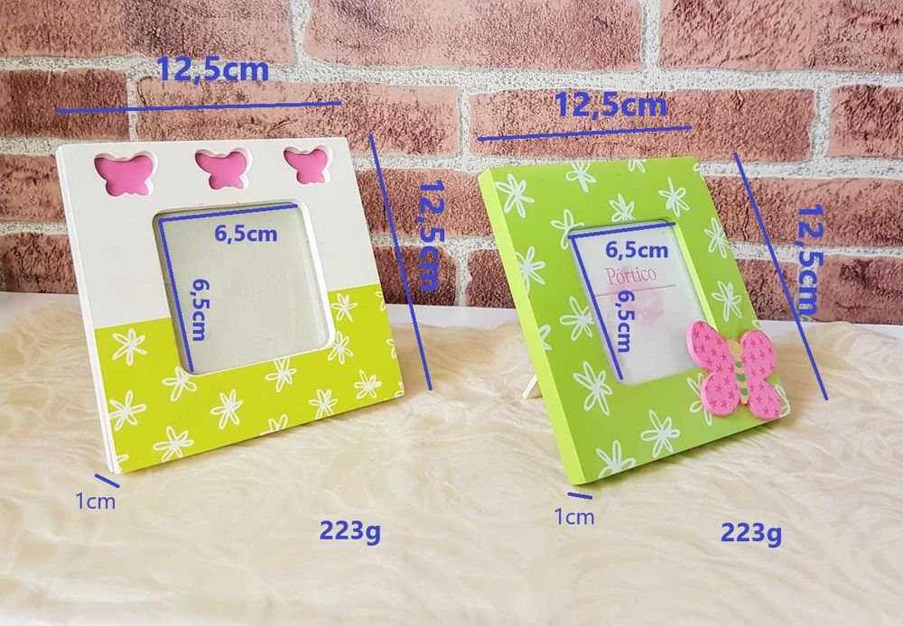 Par de molduras infantis em marfinite coloridas