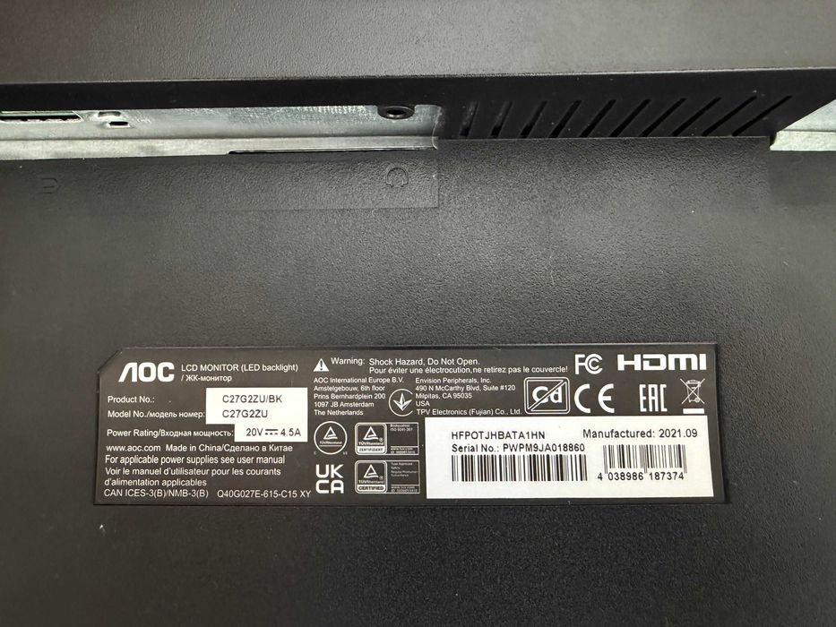 Monitor Gaming Curvo AOC 27"