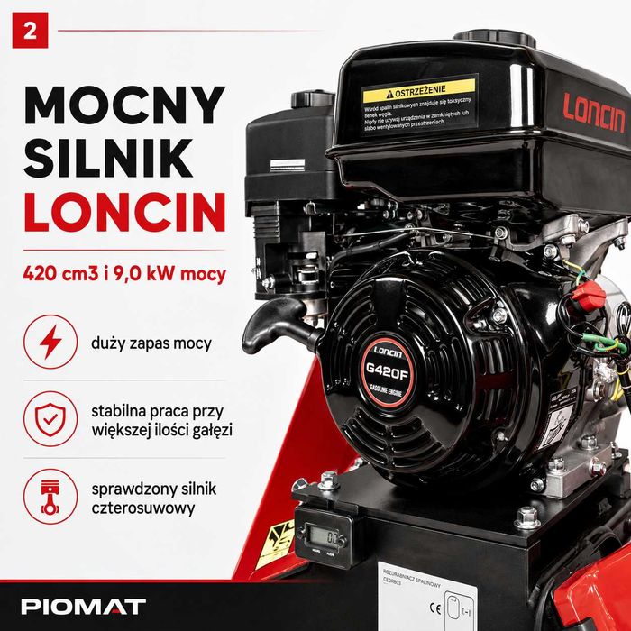 Cedrus RB03 Rozdrabniacz spalinowy do gałęzi 12 cm Loncin 9 kW