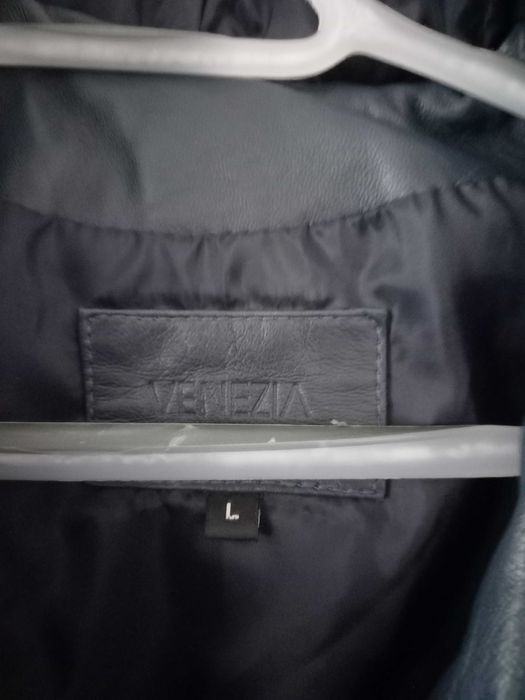 Venezia. Ocieplana, nowa włoska kurtka ze skóry z kapturem