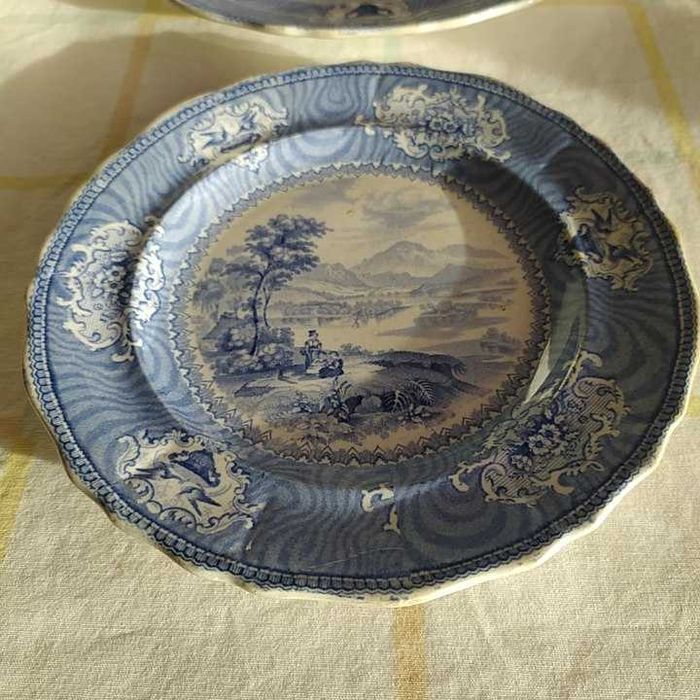 Raridade 1836 7pratos Davenport Caledonia English Ironstone Blue&White