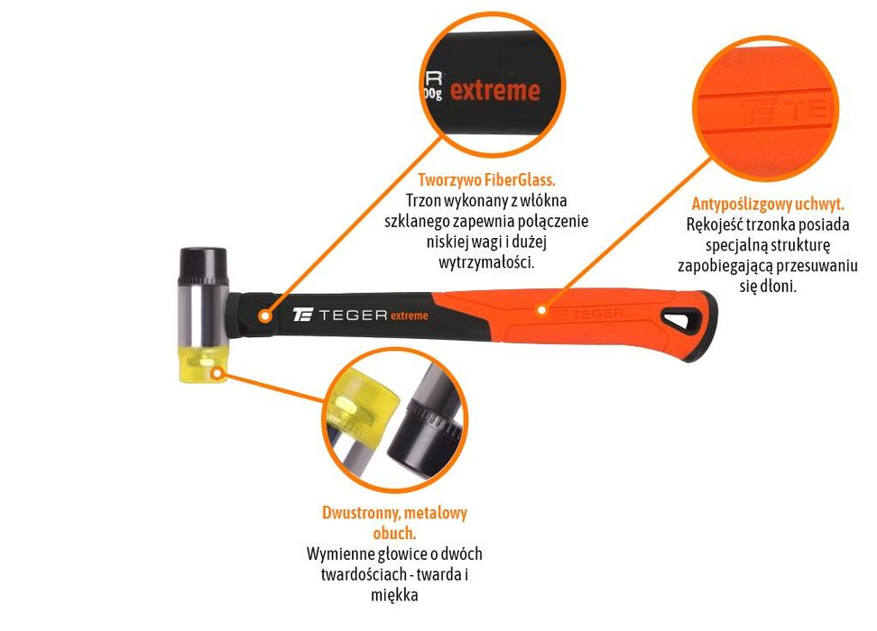 Młotek blacharski dwukierunkowy 30 mm / TEGER