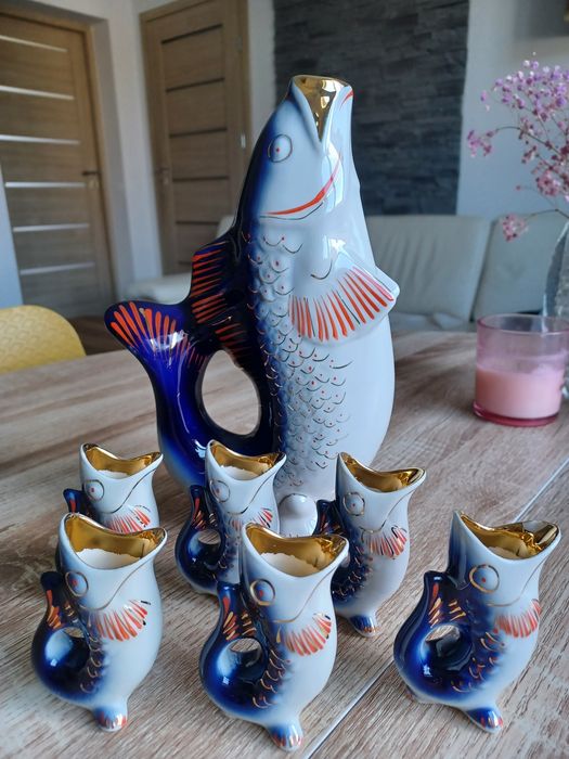Karafka  Rybki z Prl-u  Połonne porcelana  kolekcjonerska