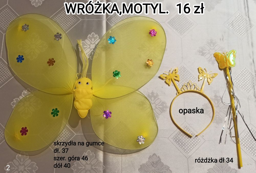 Dodatki do stroju motyla, wróżki żółte