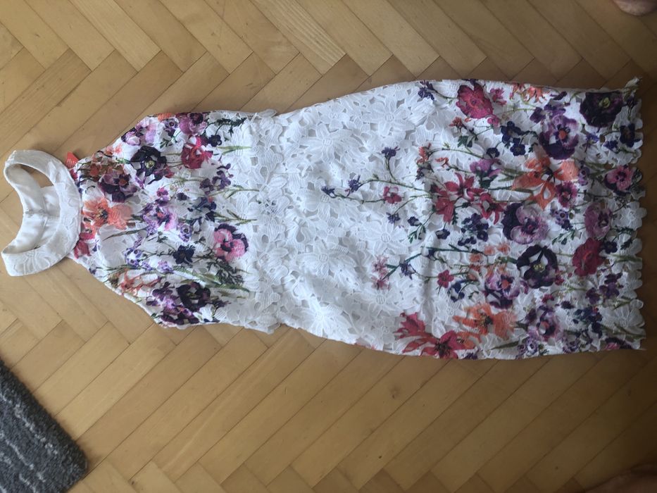 LIPSY sukienka KWIATY mini dopasowana XS 34