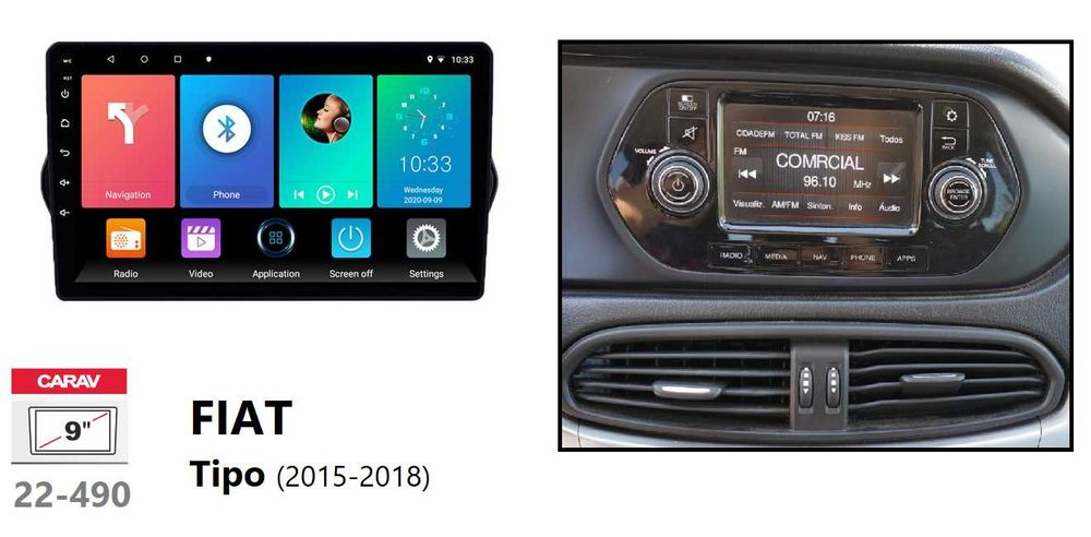 (NOVO) Rádio 2DIN 9" • Fiat TIPO (2015 até 2018) • Android [4+64GB]