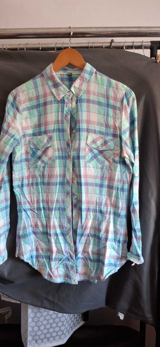 Camisa xadrez verde água