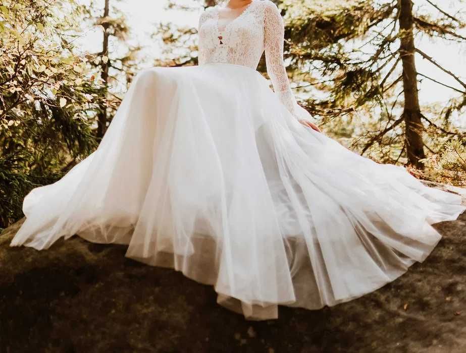 Suknia ślubna DARAYA IVORY Mari Lill z rękawkami