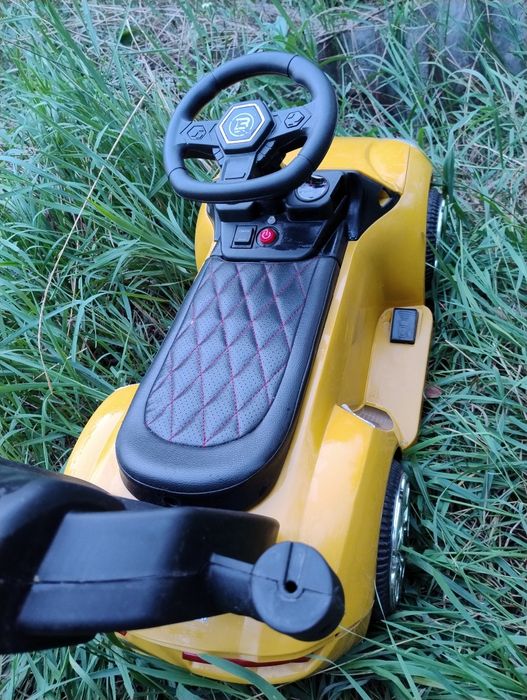 Дитячий електромобіль каталка-толокар 2в1 з батьківською ручкою Bambi Racer Lambo Yellow