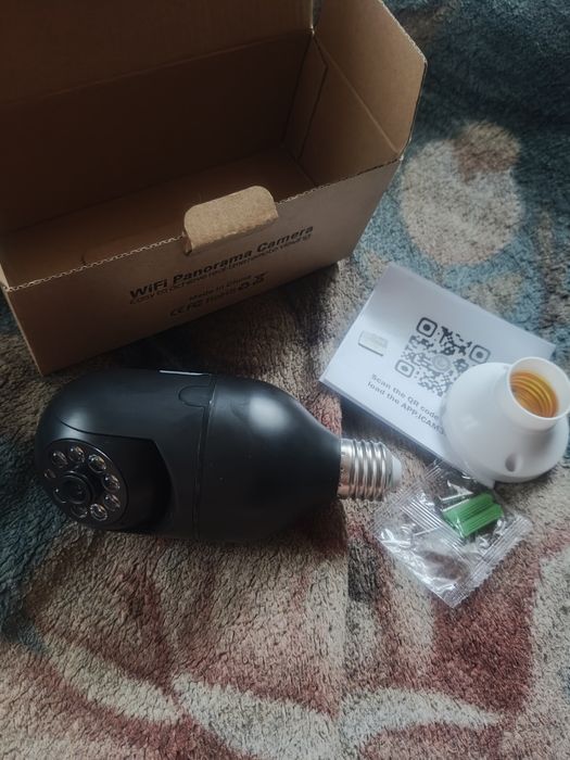 Камера wi-fi, е27, камера видеонаблюдения с флешкой 64г!