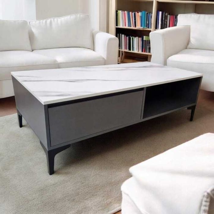 Stolik kawowy z półką 120x60x40 marmurek