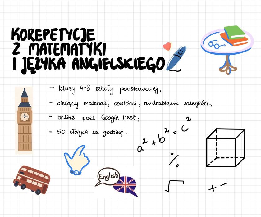 Korepetycje z matematyki i języka angielskiego - coś dla każdego :)