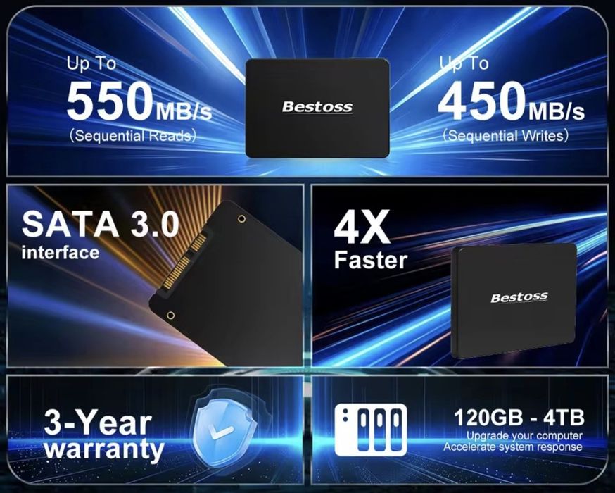 Новий SSD Bestoss 240GB 2.5" SATA III – швидкий і надійний диск.