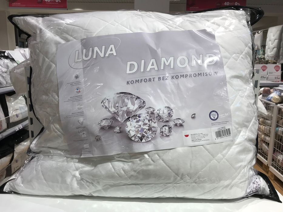 Poduszka Luna Diamond 70x80 cm nowa wysoka pikowana biała