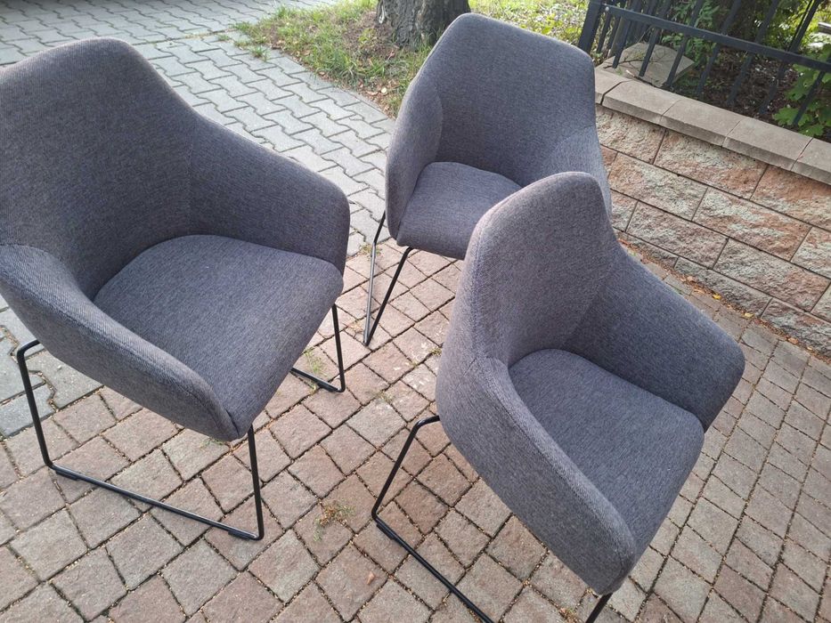 3 szt IKEA pTOSSBERG Krzesło, metal czarny/Gunnared ciemnoszary