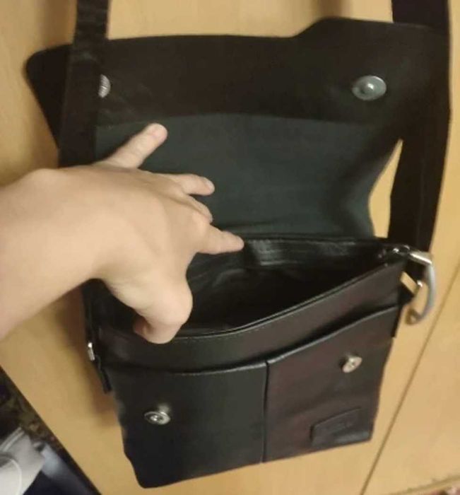 Мужская кожаная сумка через плечо в винтажном стиле б/у