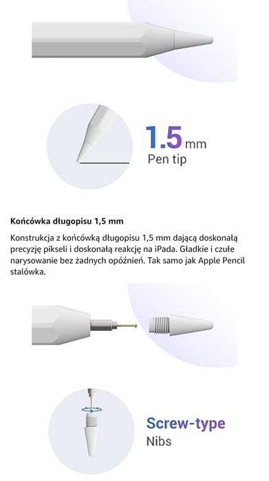 Profesjonalny rysik do iPada Pro/Air3 itp. z lat 2018'-2025 KXT Hexago