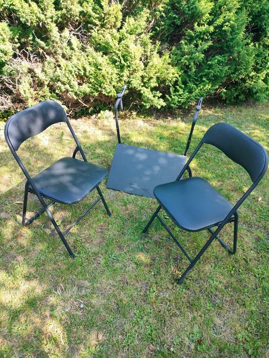 Zestaw mebli ogrodowych na działkę, balkon stolik 2 x krzesła skladane