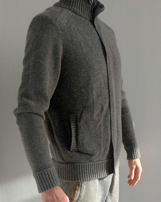 Sweter męski Guess szary wełna 80%/poliamid na zamek rozmiar M