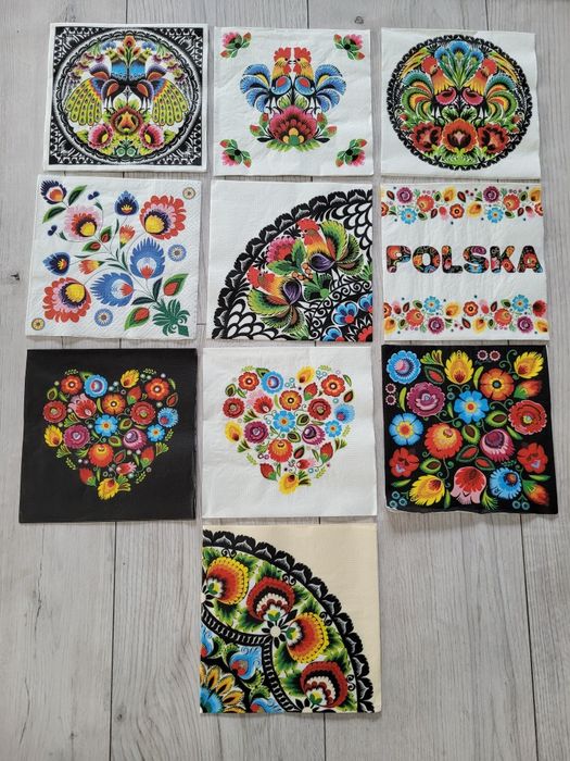 Serwetki 10 sztuk polski folklor łowickie