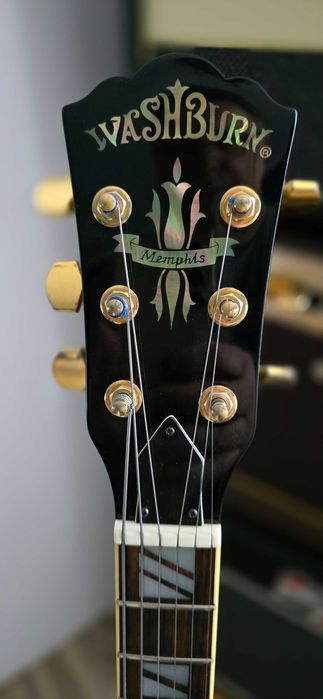 Gitara elektryczna- Washburn Memphis J-8 Black. Hollowbody dwa przetworniki P-90, cutaway. Jazz+Blues+Rockabilly. Rzadki egzemplarz kolekcjonerski