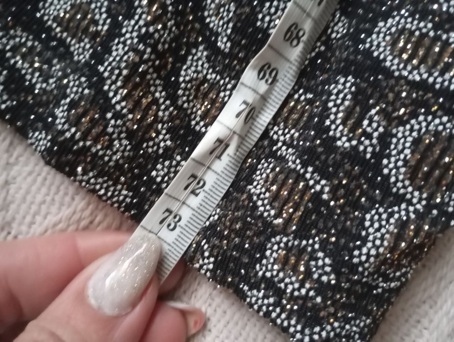 TOPSHOP XS-S błyszcząca sukienka mini sylwestrowa srebrna